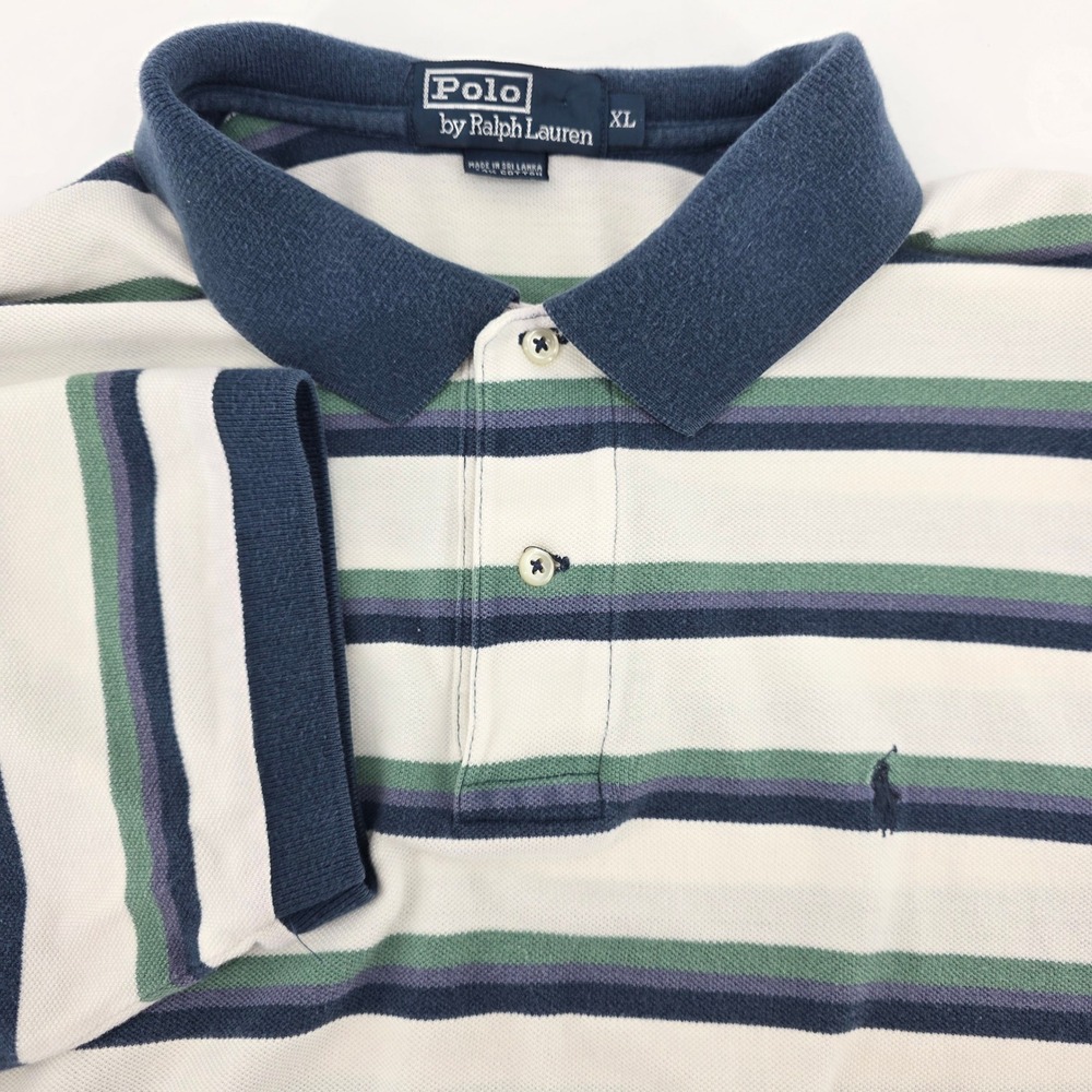 Polo Ralph Lauren Polo‎ Shirt Mens XL Vintage Striped Cotton Classic Multi-Color